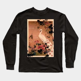 ORIENTAL STORK PEACOCK JAPAN LOTUS PAGODA BLUSH PINK Long Sleeve T-Shirt